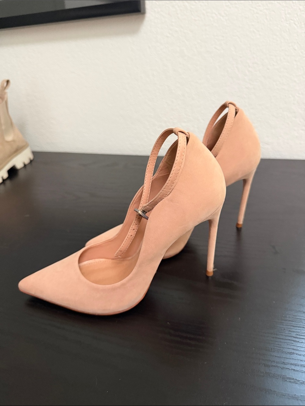 SCHUTZ Blush Pointed-Toe Ankle-Strap Pumps - Picture 3 of 4